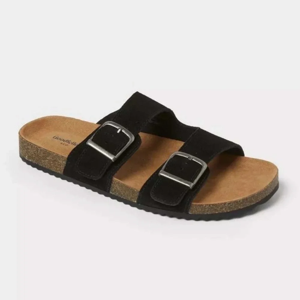 Men's Saul Suede Two Band Sandals – Goodfellow & Co Black Size 13 New With Tags